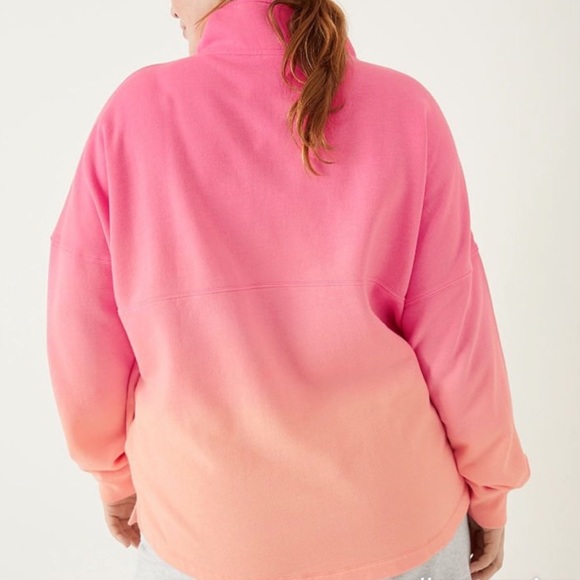 Victoria’s Secret PINK Varsity Half Zip Neon Bubble Dip Dye Medium NEW - Picture 2 of 3